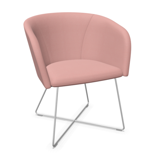 Кресло Naudu, SFSX-ROD, 670х600х770 мм, бяла метална основа, дамаска Era(1)CSE19, розова 1