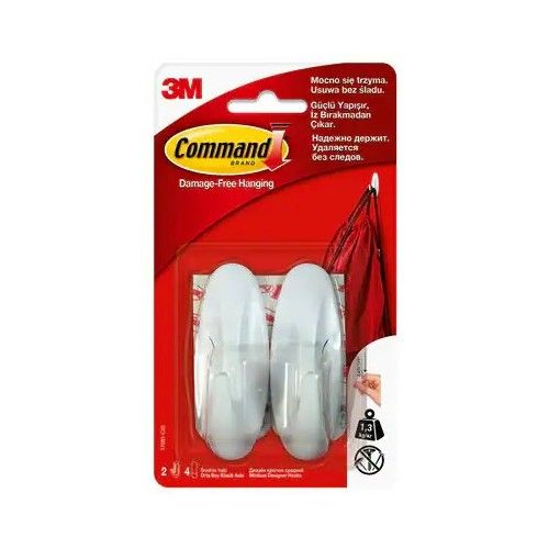 Куки за окачвване 3М Command™ 17081-CEE, Medium, 80x29x30 мм, 2 куки, 4 ленти, бели — Joya.bg