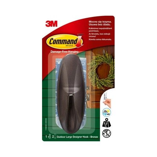 Куки за окачвване 3М Command™ 17083BZ-AWCEE, Large, 105x38x38 мм, 1 кука, 2 ленти, сива — Joya.bg 1