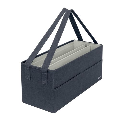 Кутия-чанта с дълги дръжки LEITZ Fabric, 465х210х200 мм, картон, покрит с текстил, тъмносива 1