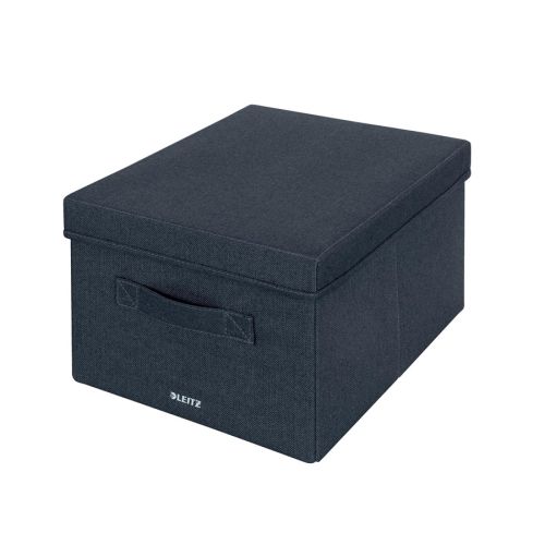 Кутия с дръжки LEITZ Fabric, 285х203х380 мм, картон, покрит с текстил, тъмносива — Joya.bg 1