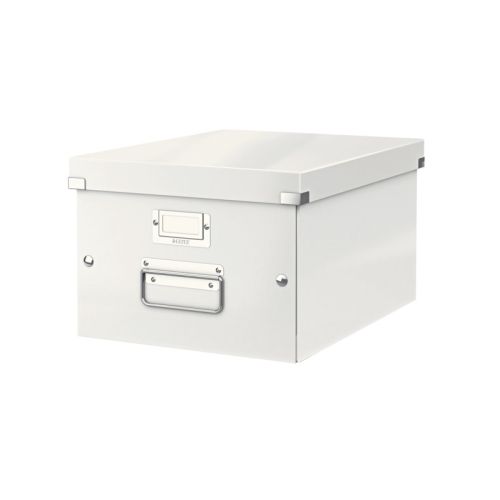 Кутия с дръжки LEITZ WOW Click&amp;Store, 281х200х370 мм, РР ламиниран картон, бяла — Joya.bg 1