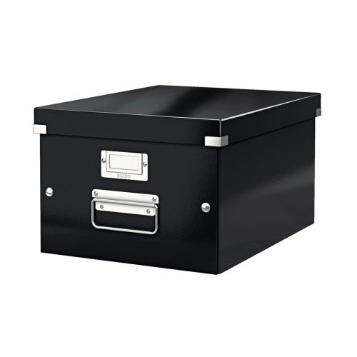 Кутия с дръжки LEITZ WOW Click&amp;Store, 281х200х370 мм, РР ламиниран картон, черна — Joya.bg 1
