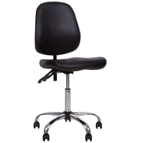 Лабораторен специализиран стол Medico, еко кожа, метална база хром, сив — Joya.bg 1