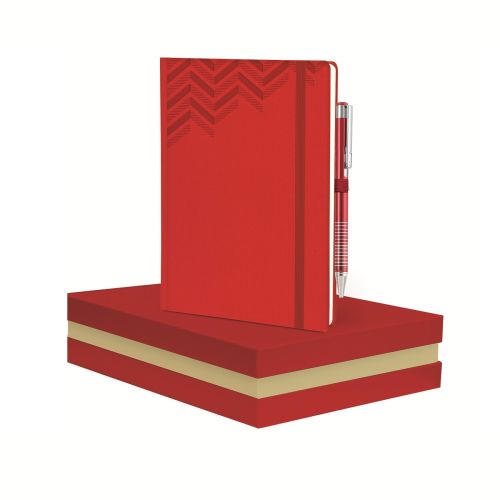 Луксозен комплект LASTVA Luxor бележник А5 и метална химикалка в кутия, червен — Joya.bg