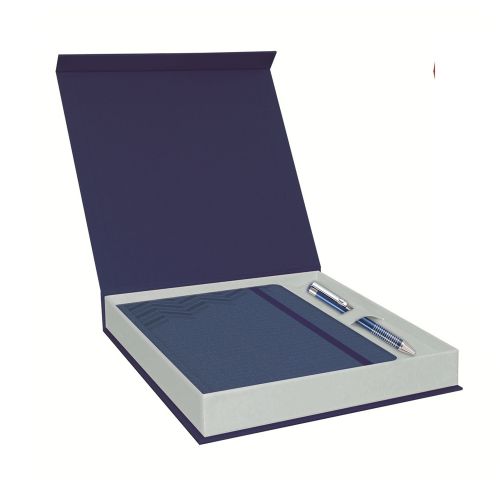 Луксозен комплект LASTVA Majestic бележник А5 и метална химикалка в кутия, син — Joya.bg