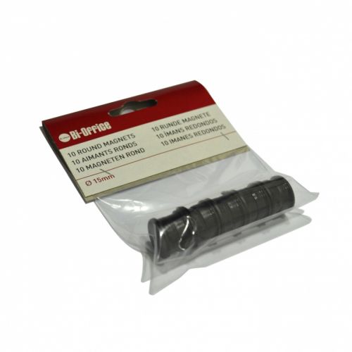 Магнити за бяла дъска Bi-Office, усилени, черни, Ф15 мм, 10 бр. — Joya.bg