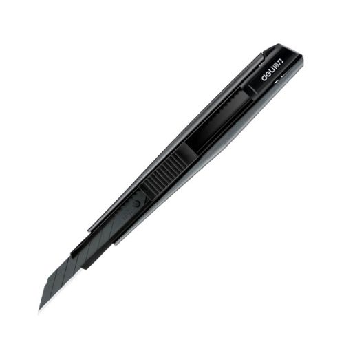 Макетен нож Deli, E2037S, метално тяло, 30° черно острие, 9 мм, автоматично заключване — Joya.bg 1