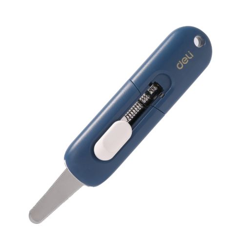 Макетен нож Deli Linfini, EM590, за пратки, 109х28х20 мм, 9 мм, назъбено мини острие, объл връх, син — Joya.bg 1