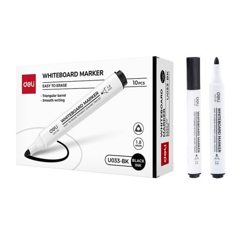 Маркер за бяла дъска Deli EU033-BK, объл връх 1.8 мм, черен 1