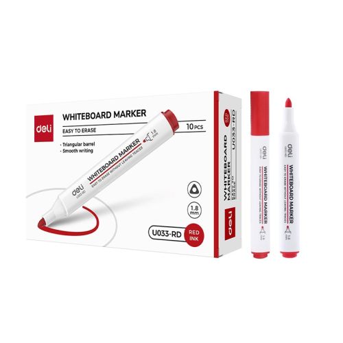 Маркер за бяла дъска Deli EU033-RD, объл връх 1.8 мм, червен 1