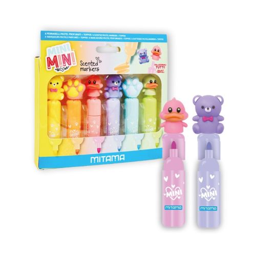 Маркери MITAMA Mini Mini PASTEL, ароматизирани, капачка topper, 6 цвята, опаковка 3 бр. 1