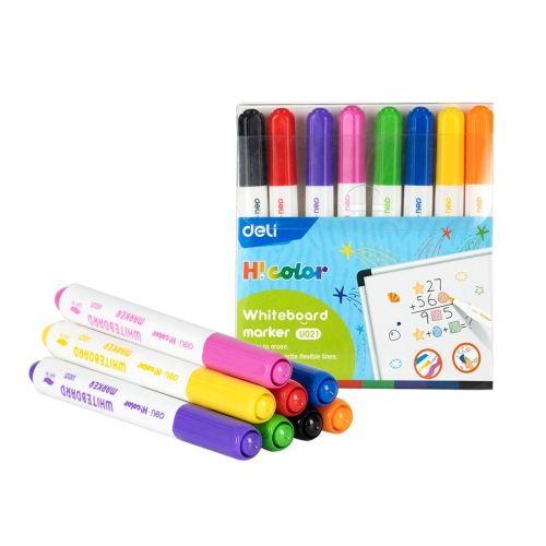 Маркери за бяла дъска Deli H!Color EU021, връх четка 2 мм, 8 цвята — Joya.bg 1
