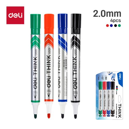 Маркери за бяла дъска Deli think EU00101, объл връх 2 мм, 4 цвята 1
