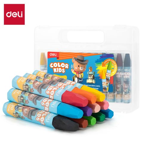 Маслени пастели Deli Color Kids EC20104, ф 10 мм, 75 мм, 12 цвята, в PP кутия — Joya.bg 1