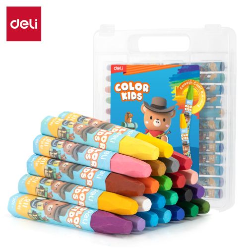 Маслени пастели Deli Color Kids EC20124, ф 10 мм, 75 мм, 24 цвята, в PP кутия — Joya.bg 1