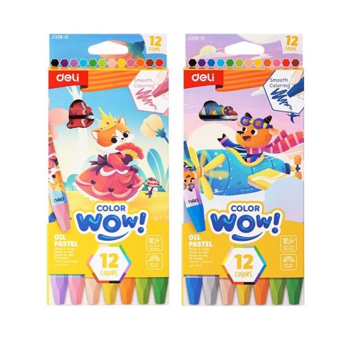 Маслени пастели Deli Color wow! EC228-12, ф 8 мм, 87 см, 12 цвята — Joya.bg 1