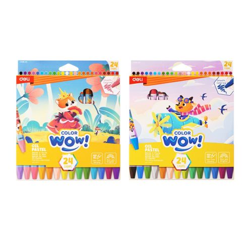 Маслени пастели Deli Color wow! EC228-24, ф 8 мм, 87 см, 24 цвята — Joya.bg 1