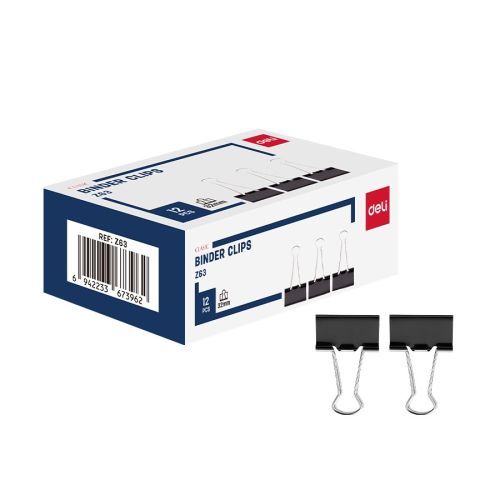 Метални щипки Deli 32 мм, EZ63, черни, кутия 12 бр. — Joya.bg