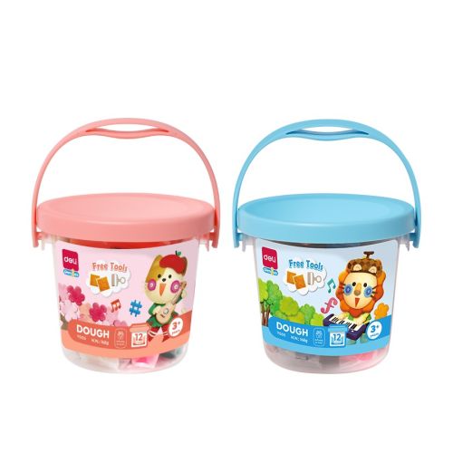 Моделин Deli Genius Dough EY005, с аксесоари, 168 г, 12 цвята, в кофа 1