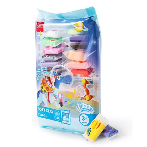 Моделин Deli Genius EY251-24, с инструменти, 24 цвята х 6 г — Joya.bg 1