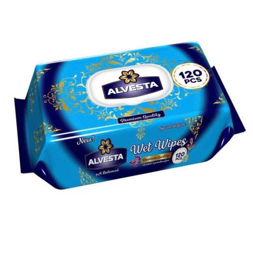 Мокри кърпи Alvesta Jumbo без алкохол, опаковка с капак, 120 бр. — Joya.bg