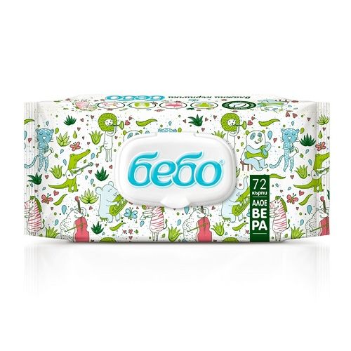 Мокри кърпи Бебо, PH неутрално, с екстракт от алое вера, без алкохол, 72 бр. — Joya.bg