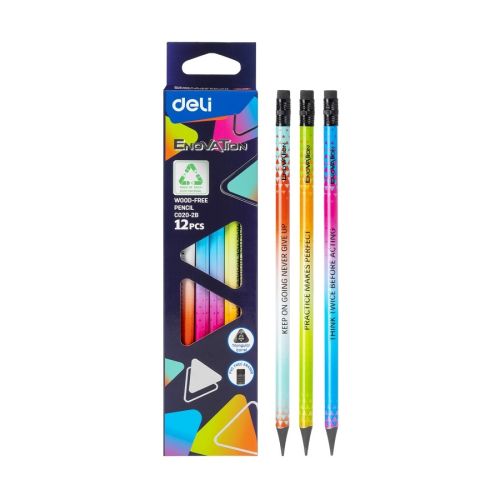 Молив с гума Deli Enovation EC020-2B, триъгълно тяло, 2B 1