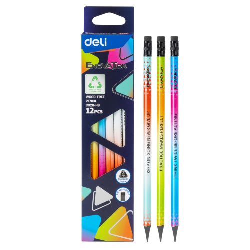 Молив с гума Deli Enovation EC020-HB, триъгълно тяло, HB 1