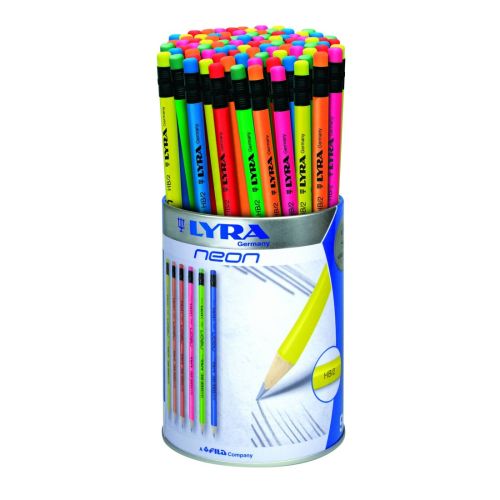 Моливи с гума LYRA Neon, шестоъгълно тяло, HB, 96 бр. в чашка 1