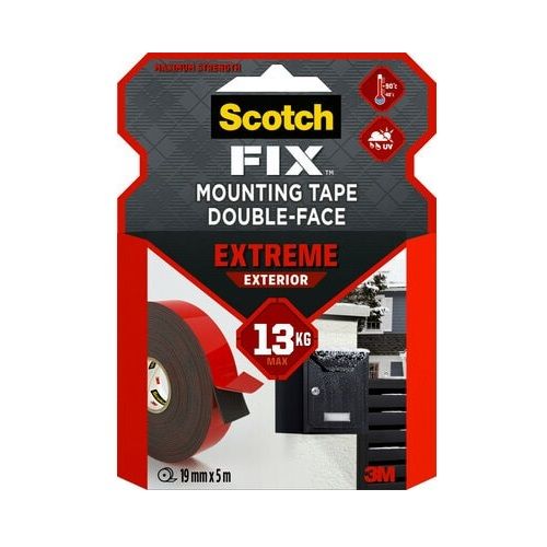 Монтажна лента Scotch-FIX Extreme Exterior PT1100-1950-P, 19 мм x 5 м, издържл. 13 кг, 1 кг/150 мм — Joya.bg 1
