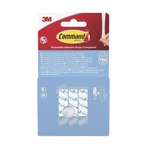 Монтажни ленти 3М Command™ Transparent Removable, 70 х19 мм, 8 бр. прозрачни, презалепващи 1