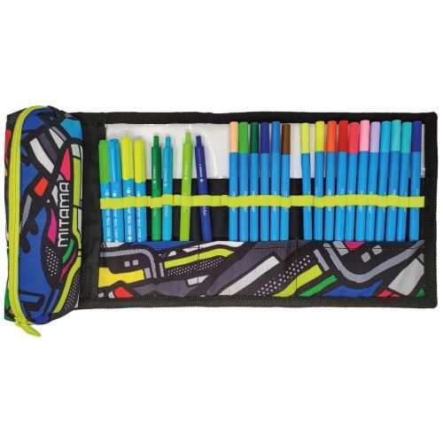 Навиващ се несесер MITAMA 2 in 1 Writing Roll от 17 тънкописци, 4 химикалки, 4 текстмаркери 1