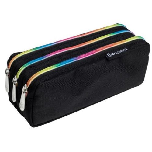 Несесер EXACOMPTA Rainbow, 3 отделения, с цип, правоъгълен, 22.5х8х10 см, текстил, черен 1