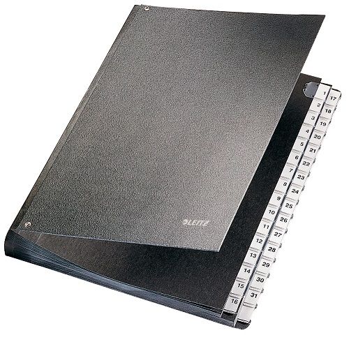 Папка органайзер LEITZ 272x35x355 мм, A4+, рециклиран картон 700 г с РР фолио, 31 отделения, черна — Joya.bg 1