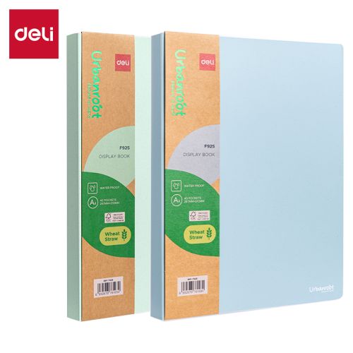 Папка с 40 джоба Deli Urbanroot EF925, A4, от пшенична слама, зелена — Joya.bg 1