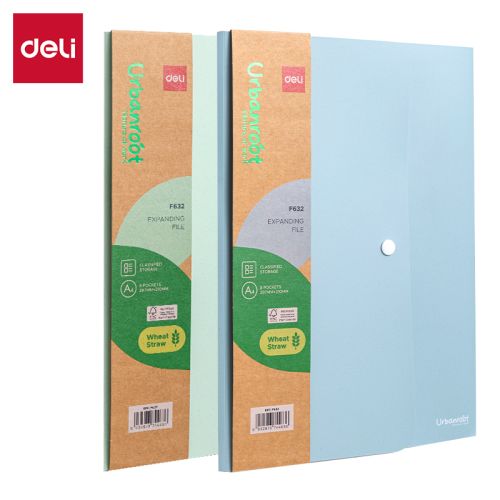 Папка с 8 отделения Deli Urbanroot EF632, A4, от пшенична слама, с индекси, зелена — Joya.bg 1
