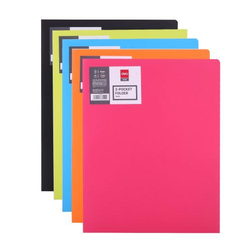 Папка с два джоба Deli Vivid, E38120, A4, PP 400 mic, микс 5 цвята — Joya.bg 1