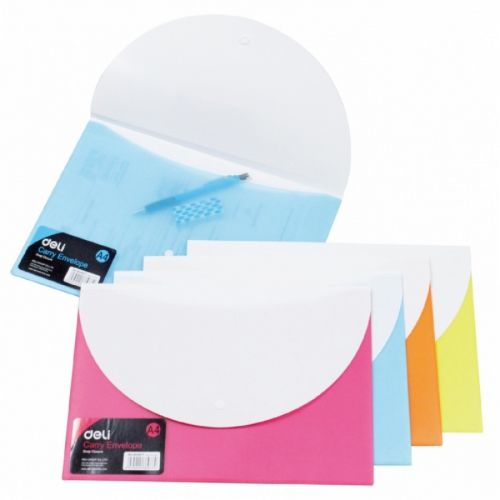 Папка с копче и външен джоб Deli Rio , E38978, A5, PP 180 mic, мат, микс 5 цвята — Joya.bg 1