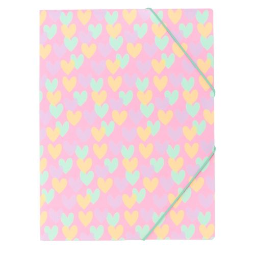 Папка с ластик и 3 капака ANCOR Hearts A4, картон с UV лак — Joya.bg