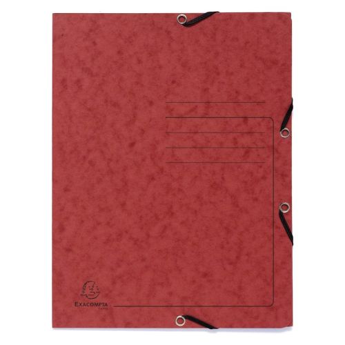 Папка с ластик и 3 капака Exacompta, A4, Colorspan картон 355 г, червена 1