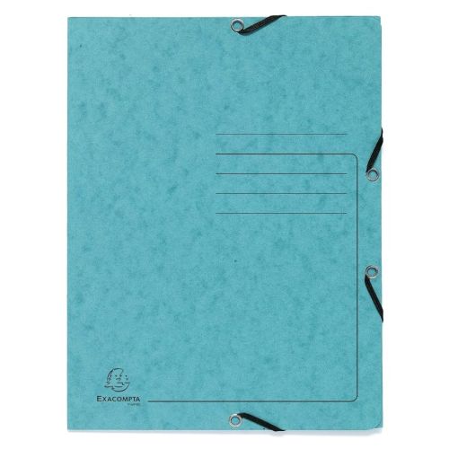 Папка с ластик и 3 капака Exacompta, A4, Colorspan картон 355 г, тюркоаз 1