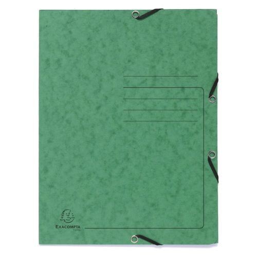 Папка с ластик и 3 капака Exacompta, A4, Colorspan картон 355 г, зелена 1