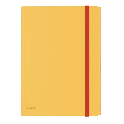 Папка с ластик и 3 капака LEITZ Cosy, A4, РР, с разширение и джоб, жълта — Joya.bg 1