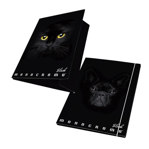 Папка с ластик и 3 капака PIGNA Monocromo, А4, картон с UV лак, черна — Joya.bg