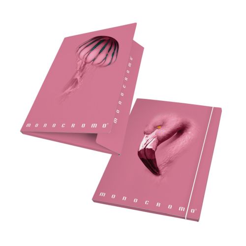 Папка с ластик и 3 капака PIGNA Monocromo, А4, картон с UV лак, розова — Joya.bg