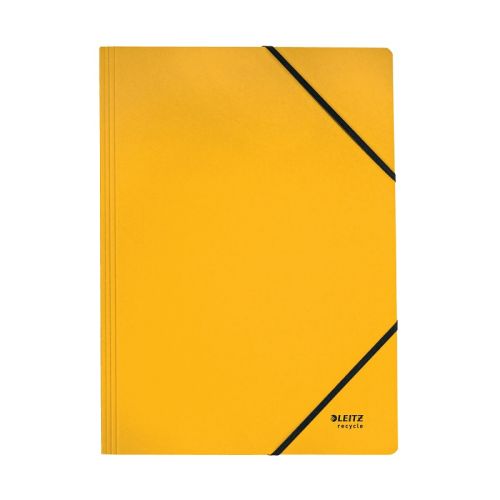 Папка с ластик LEITZ Recycle, A4, рециклиран картон 430 г, жълта — Joya.bg 1