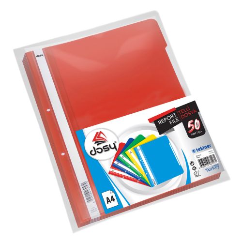 Папка с машинка и перфорация DOSY A4, PP, 180 mic, червена