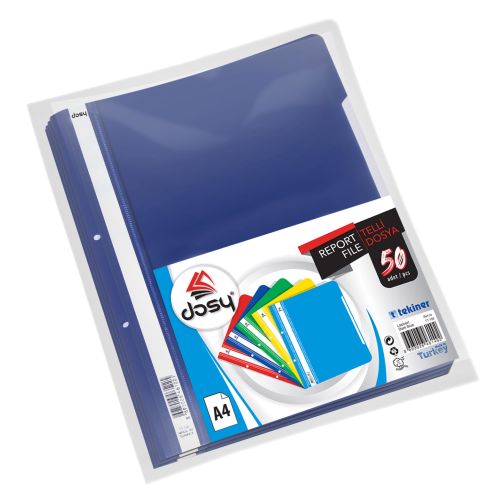 Папка с машинка и перфорация DOSY A4, PP, 180 mic, синя