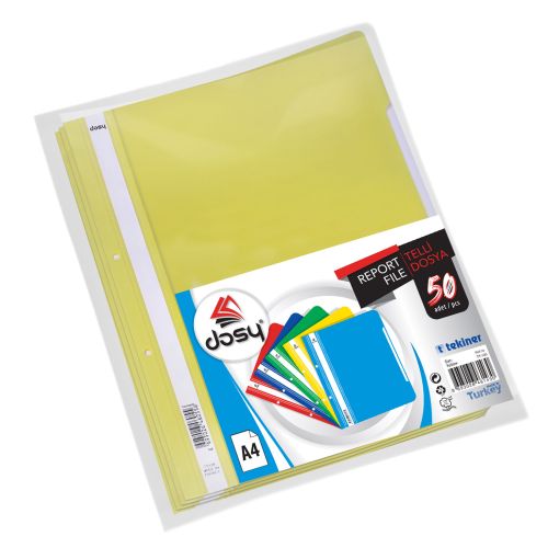 Папка с машинка и перфорация DOSY A4, PP, 180 mic, жълта